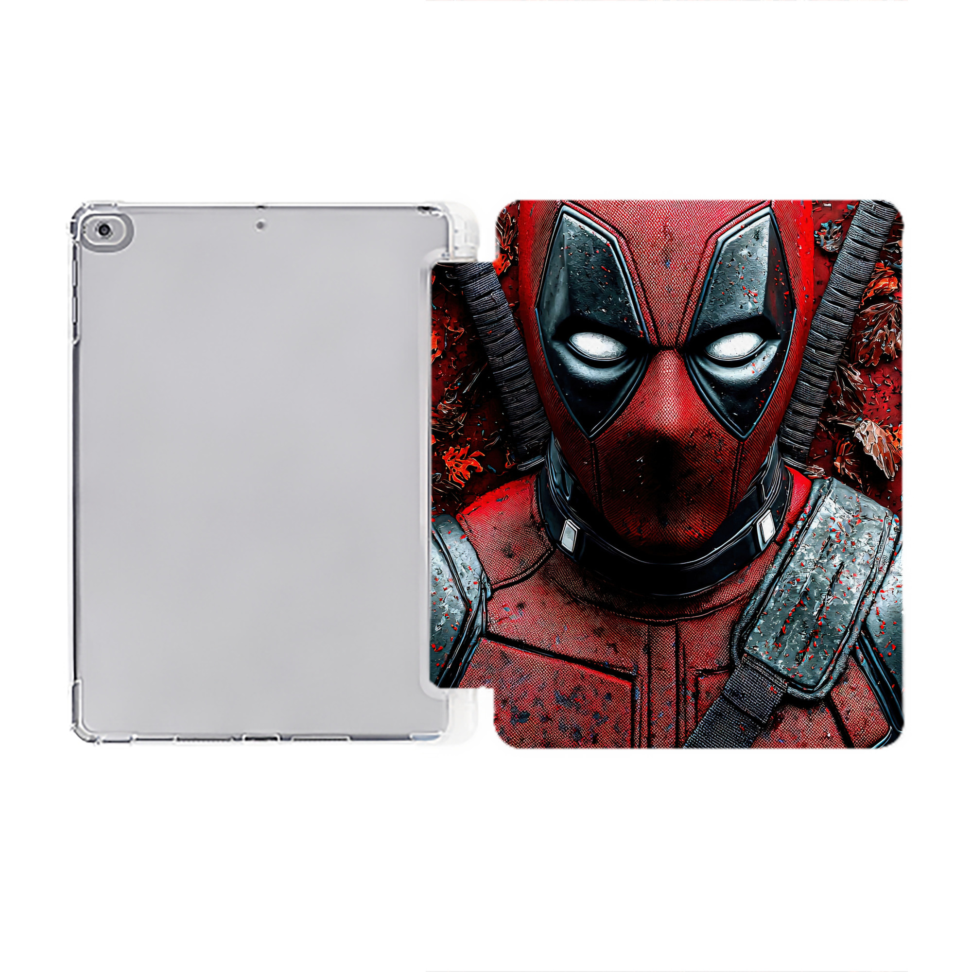 （画像用） Deadpool デッドプール IPad ケース ペン収納付き 三つ折りスタンド PUレザー×シリコン 対応機種9.5/10.5/10.9インチ